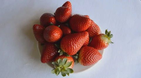 Strawberries On A Plate Stock Footage 47598151