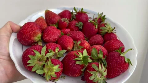 Strawberries on a plate Stock Footage 244595777