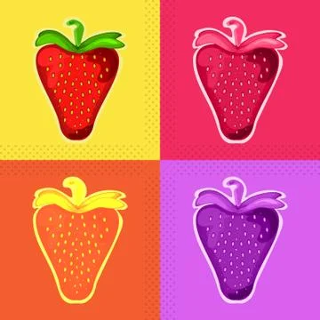Strawberries in a pop art style. Vector Stock Illustration