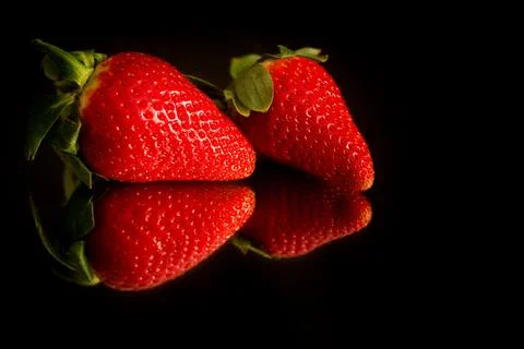 Strawberries Reflection Stock Photos