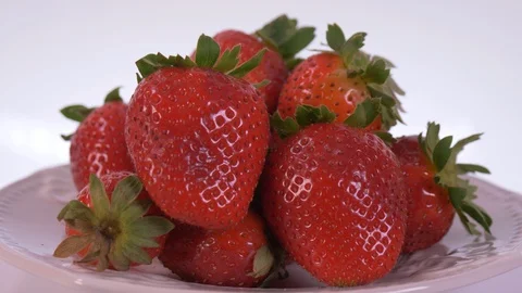 Strawberries Rotating over white Background. Strawberry, Fruit 스톡 동영상 127933662
