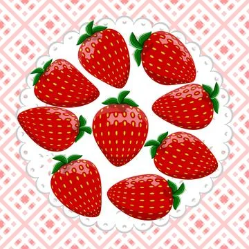 Strawberries on a round openwork napkin Stock Illustration