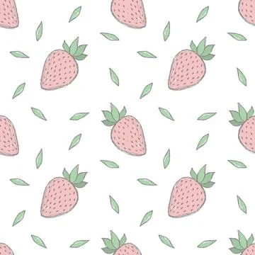 Strawberries seamless background repeating pattern, wallpaper background, c.. Stock Illustration