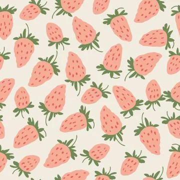 Strawberries seamless cartoon pattern on light background Stock Illustration