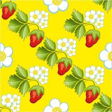 Strawberries seamless hand drawn vector pattern Stock Illustration