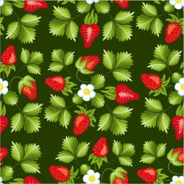 Strawberries seamless hand drawn vector pattern Stock Illustration