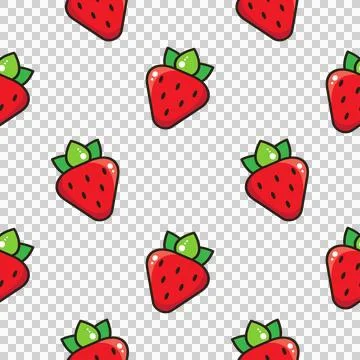 Strawberries, seamless pattern in flat style Illustrazione stock