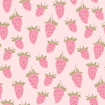 Strawberries seamless pattern on pink background Stock Illustration