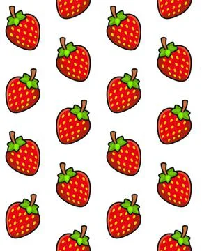 Strawberries Seamless Pattern on White Background. Vector Stock Illustration