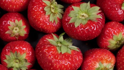 Strawberries seen from above, on a turntable Stock Footage 245447501