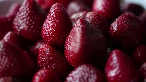 Strawberries spinning closeup Stock Footage 199936307