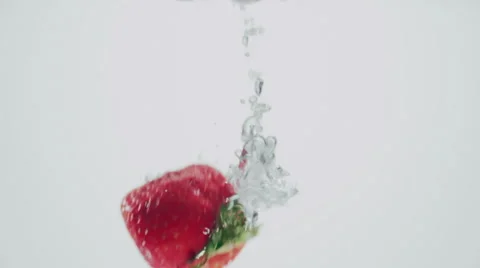 Strawberries Splashing into Water Stock Footage 51455403