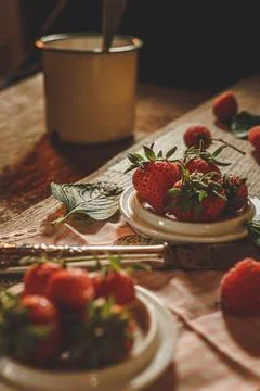 Strawberries on the table Stock Photos