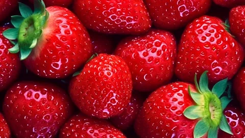 Strawberries on top view camera moving shot Stock-Footage 241463388