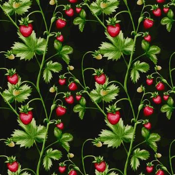 Strawberries in a vibrant watercolor pattern for versatile textile design a.. Stock Illustration