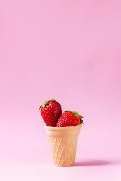 Strawberries in waffle cup Stock Photos