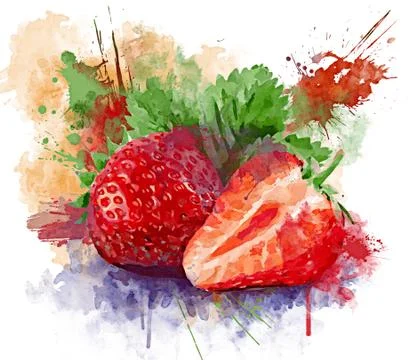 Strawberries watercolor Stock Illustration