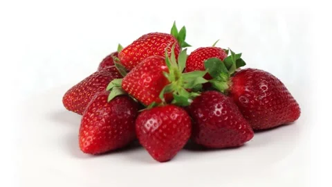 Strawberries on a white background, complete 360 degrees spin (loop), 4k 스톡 동영상 204741204