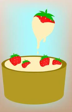Strawberries in white chocolate Stock Illustration