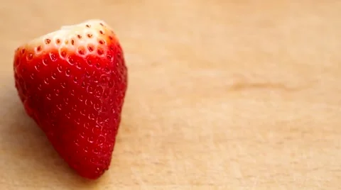 Strawberries on wooden table Stock Footage 48732987
