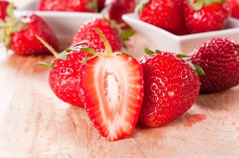 Strawberriy stains Stock Photos