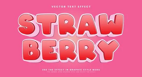 Strawberry 3d editable text effect template Stock Illustration
