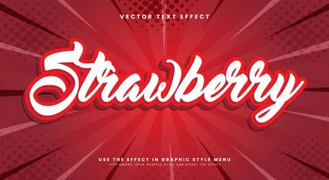 Strawberry 3D editable text effect template 스톡 일러스트