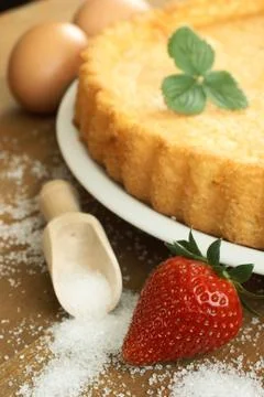 Strawberry and cake Stock Photos