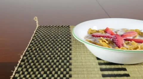 Strawberry and Cereal Stock Footage 22428533