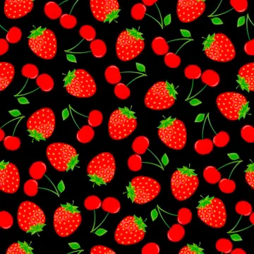 Strawberry and cherry seamless background Stock Illustration