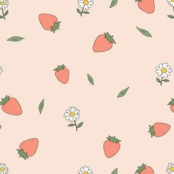 Strawberry and Daisy Pattern Illustration