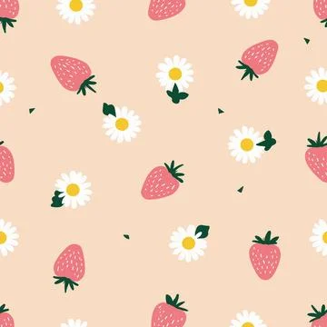 Strawberry and Daisy Pattern Stock Illustration