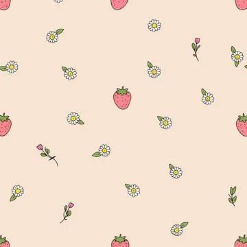 Strawberry and Daisy Pattern Stock Illustration
