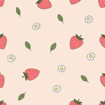 Strawberry and Daisy Pattern Illustration