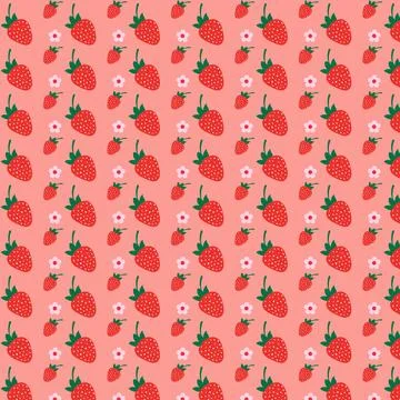 Strawberry and Floral Pattern Stock Illustration
