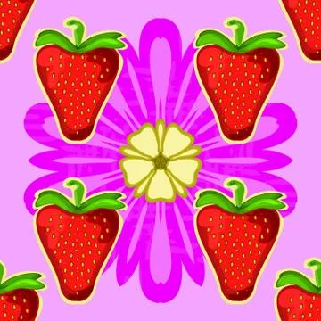 Strawberry and flower. Seamless vector texture. Vector pattern Stock-Illustration