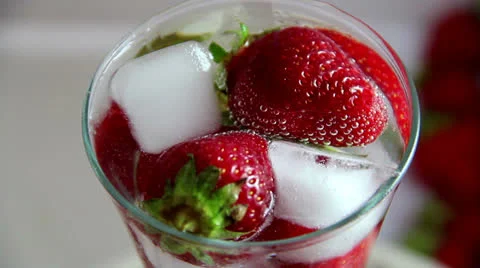 Strawberry and ice Stock Footage 24869469