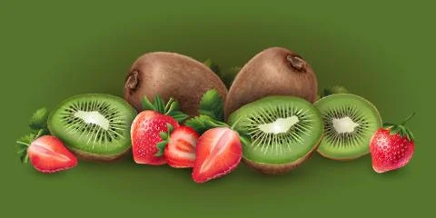 Strawberry and kiwi Ilustração Stock