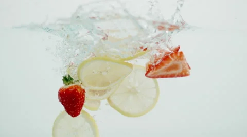 Strawberry and Lemon Splash Stock Footage 68841260