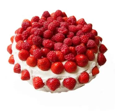 Strawberry and raspberry cake Stock Photos