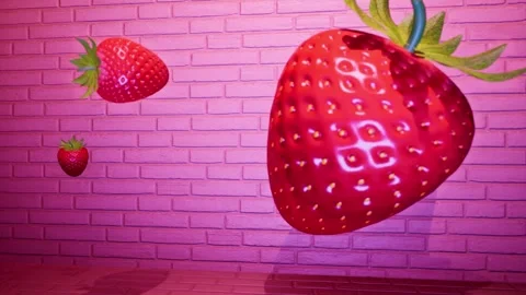 Strawberry animation, rolling camera rotates around fresh fruit. Summer vibe Stock Footage 246677023