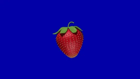 Strawberry anomation on blue screen Stock Footage 332338537