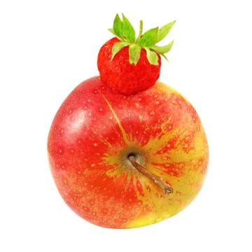 Strawberry in apple.isolated. Stock Photos