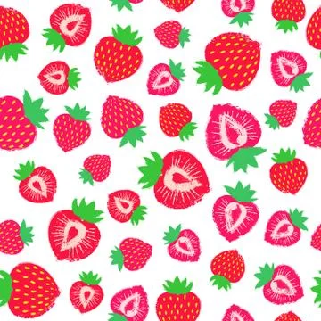 Strawberry Background Painted Pattern Stock Illustration