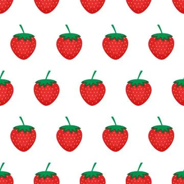 Strawberry background. Seamless pattern with red strawberries. Vector illustr Stock Illustration