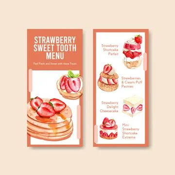 Strawberry baking flyer template design for brocure,leaflet and advertise wat Stock Illustration