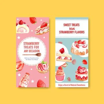 Strawberry baking flyer template design for brocure,leaflet and advertise wat Ilustração Stock