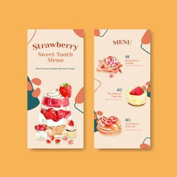 Strawberry baking flyer template design for brocure,leaflet and advertise wat Ilustração Stock