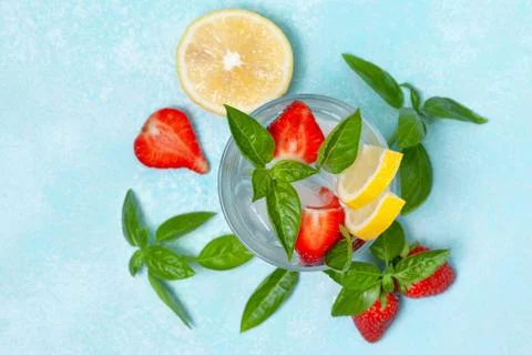 Strawberry basil lemonade Stock Photos