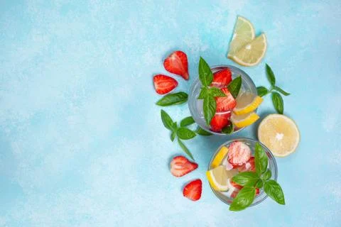 Strawberry basil lemonade Stock Photos